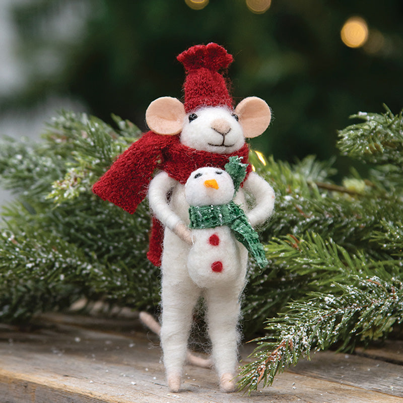 Felted Mouse Snowman & Baby Ornament  Bright Ideas   