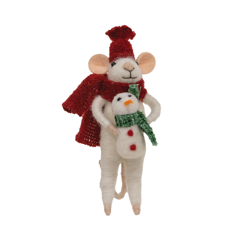 Felted Mouse Snowman & Baby Ornament  Bright Ideas   