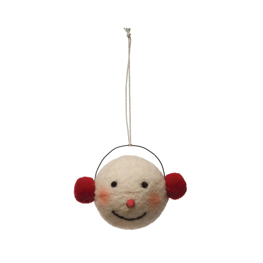 Felt Snowman Head in Earmuffs  Creative Co-Op   