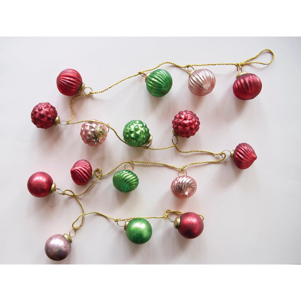 Embossed Mercury Glass Ball Ornament Garland  Creative Co-Op   