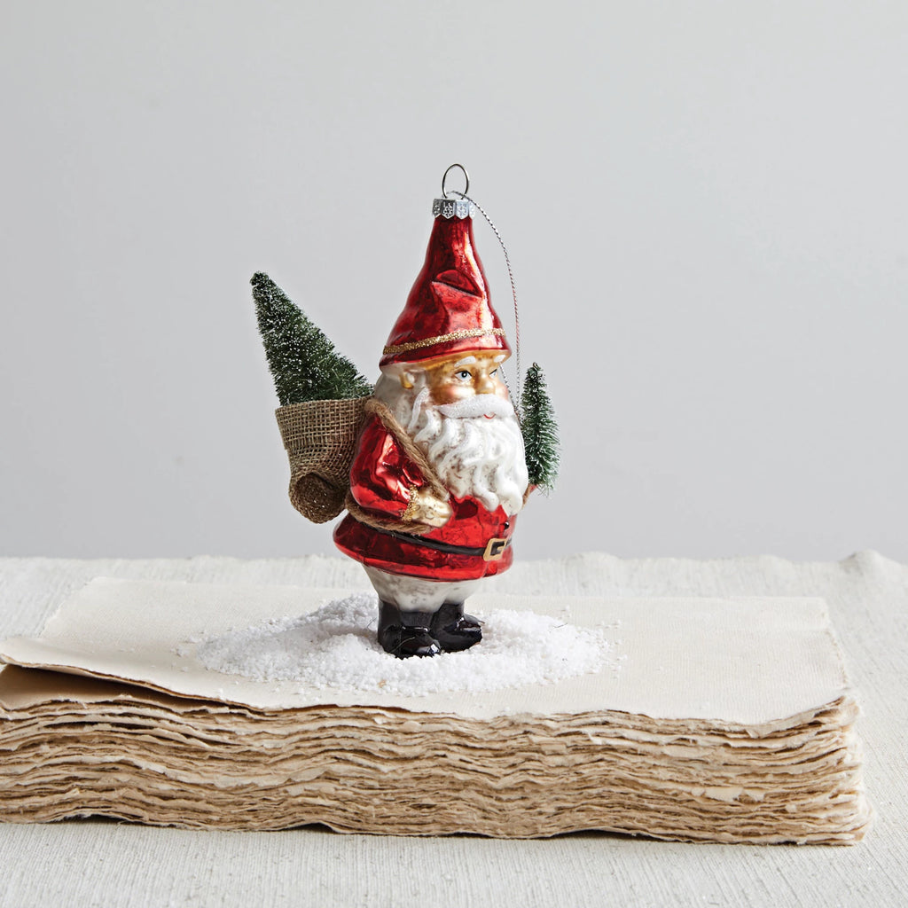 Garden Santa Glass Ornament  Creative Co-Op   