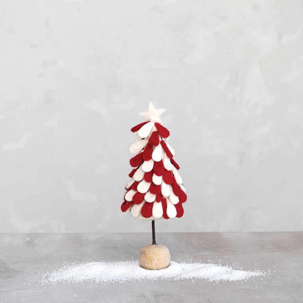 Red & White Felt Tree w/ Star  Creative Co-Op   